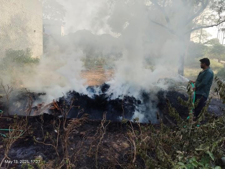 Fire broke out in the fuel kept in an empty plot