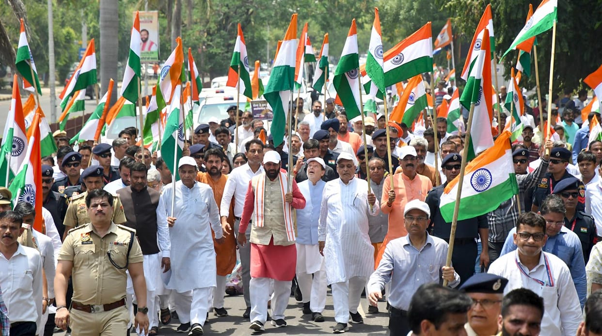 Tiranga Yatra taken out in Panchkula under the leadership of CM Naib Saini