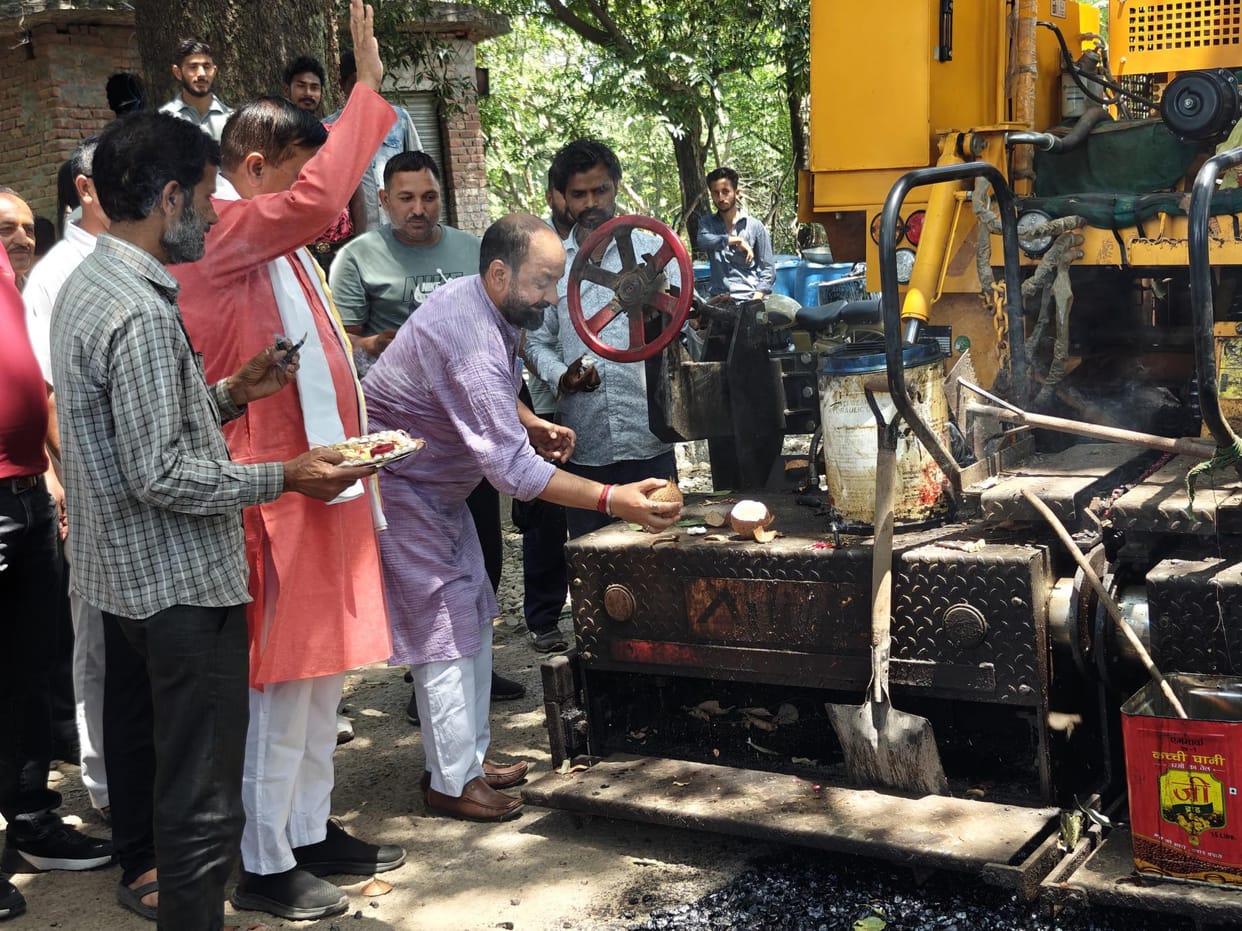 Work on the expansion of Basohli to Palahi road started