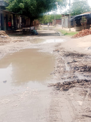 Villagers are troubled by waterlogging on the main road in Nathua