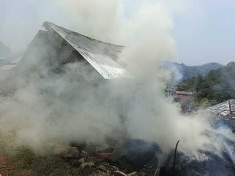 Property worth thousands burnt to ashes in a fire in a cowshed