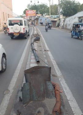 Poles fell on Circular Road and street lights got damaged in some places