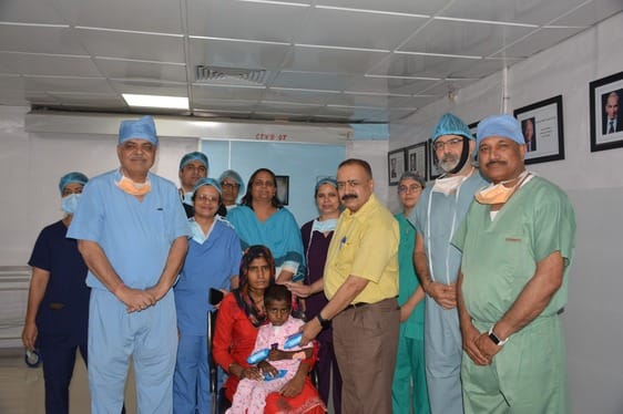 Child injured after falling from roof to door gets new life