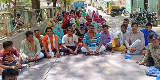Municipal council sanitation workers staged a hunger strike over their demands