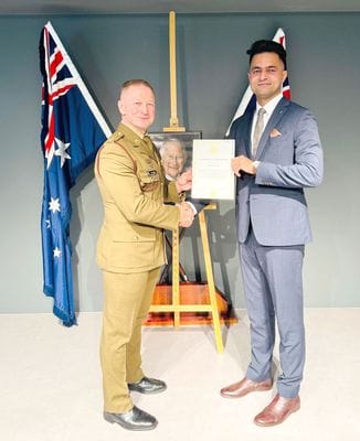 Farmer's son Prasannajit becomes lieutenant in Australia