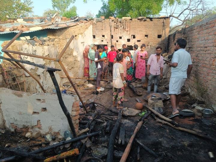 Fire started due to spark from stove, two cylinders burst with explosion