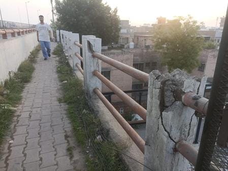 The condition of the railway bridge is bad, the footpath is also in bad condition