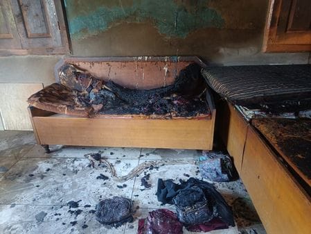 Two shops caught fire in Haluri village, goods burnt to ashes, family narrowly escaped