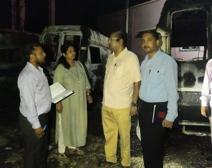 Three ambulances parked in Haroda CHC premises caught fire