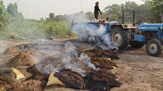 Even after the action of the forest department, the fire in e-waste continued to blaze