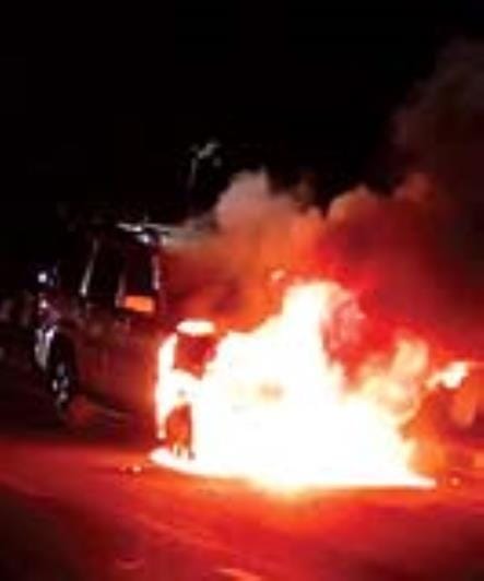 A moving SUV caught fire at Polytechnic Square