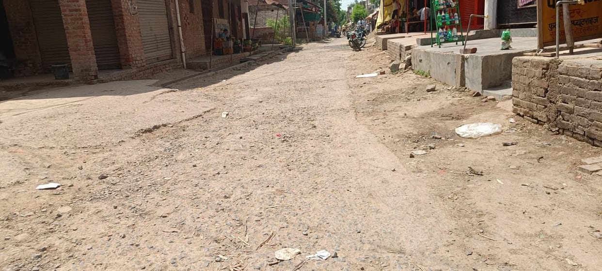 Potholes on incomplete road, people are troubled