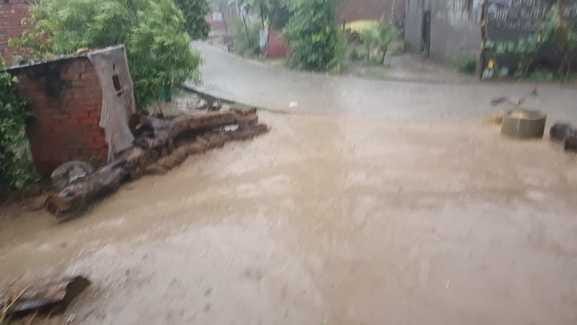 There was rain with storm in the morning, humidity made people miserable throughout the day