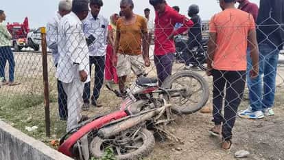 Truck overturned on bike rider