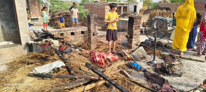 Clothes and grains burnt in house fire