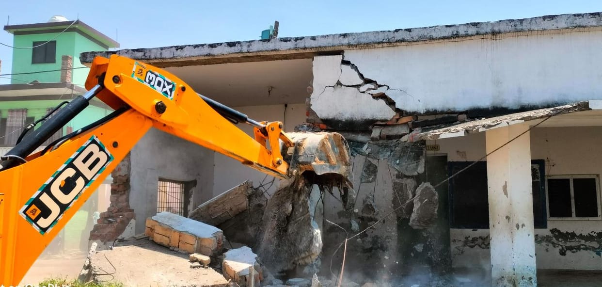 Bulldozer ran on the madrasa built in the barn