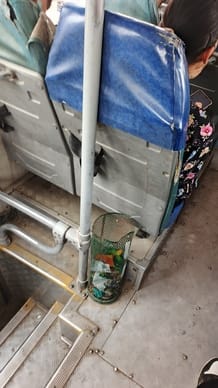 Dustbins made from air filters installed in HRTC buses, Site Chota