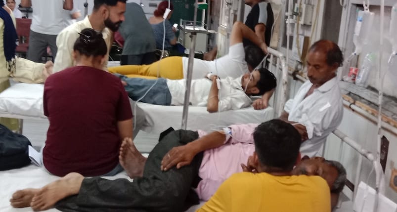 Chaos...treatment of two to three patients on one bed in PGI