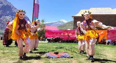 After the puja, the atmosphere was filled with Cham dance