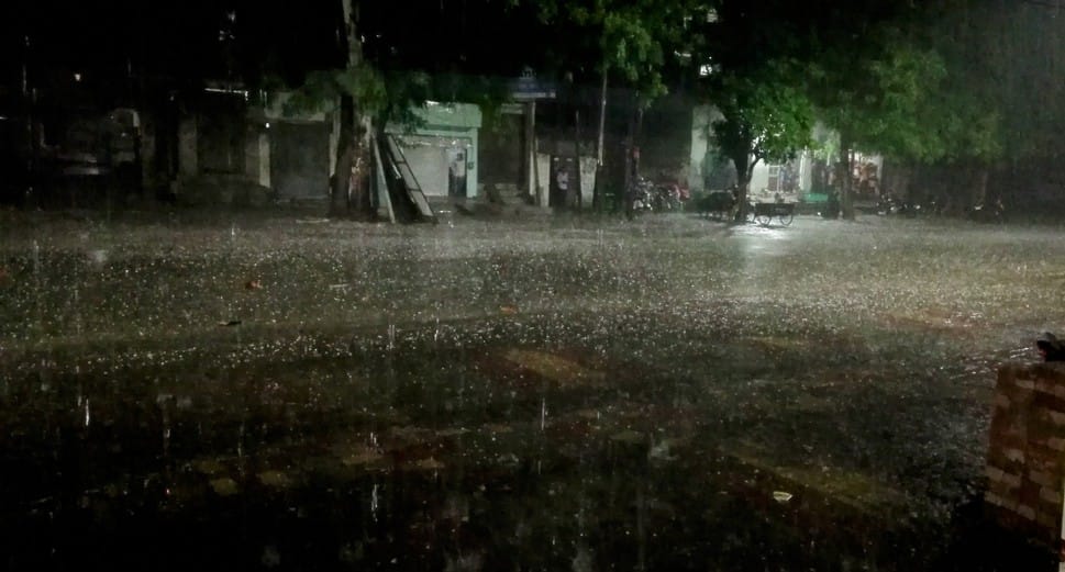 Heavy damage due to storm, rain and hail, trees broken