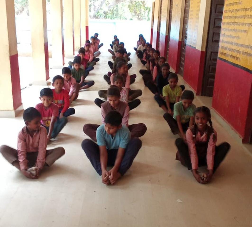Fun school started, children did yoga