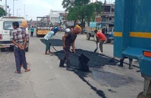 Highway potholes filled, danger eliminated
