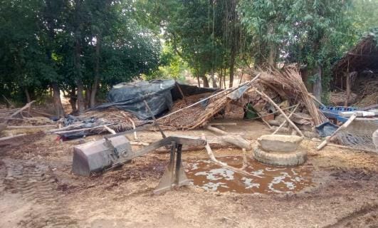 JCB runs on illegal construction in two villages