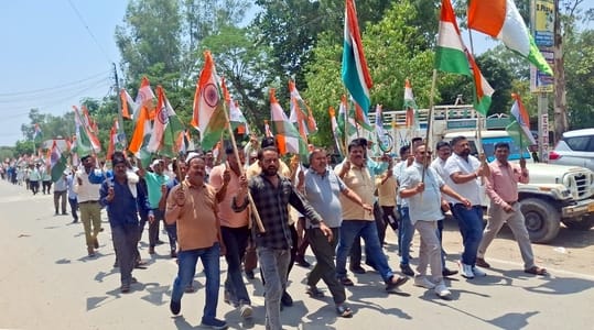 The streets echoed with the slogan of Bharat Mata