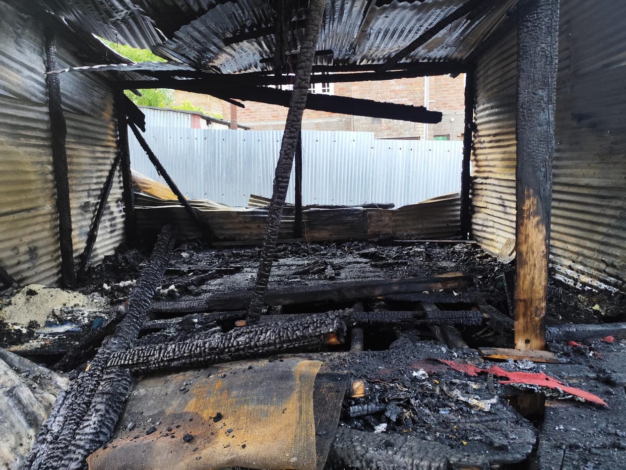 A house burnt in a massive fire in Bandipora
