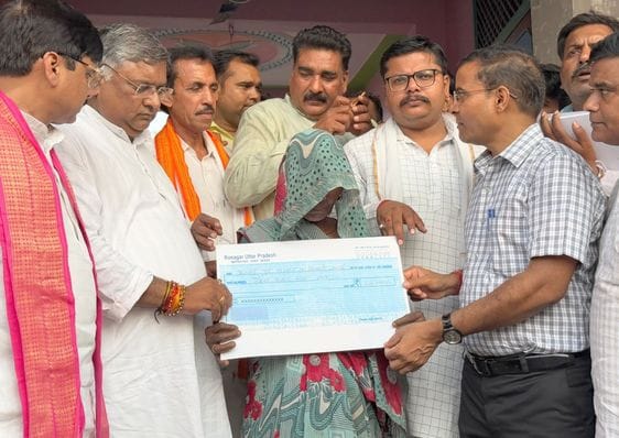 Cheques handed over to the fire victims of Sonbudhi