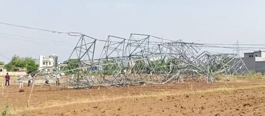 The 132 KV tower could not withstand the storm, more than 40 poles and trees were broken