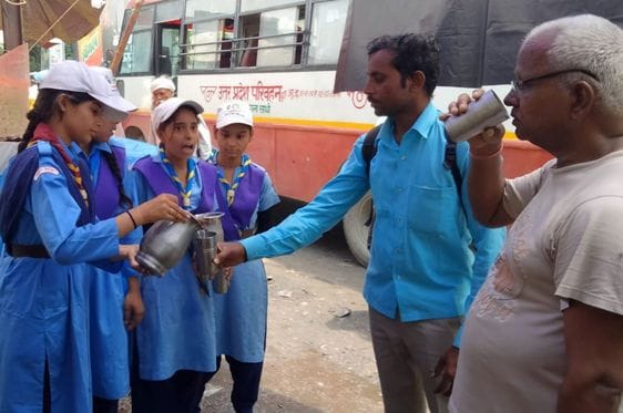 Provided cold water to passersby