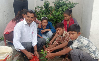 Children planted trees in Pindol school