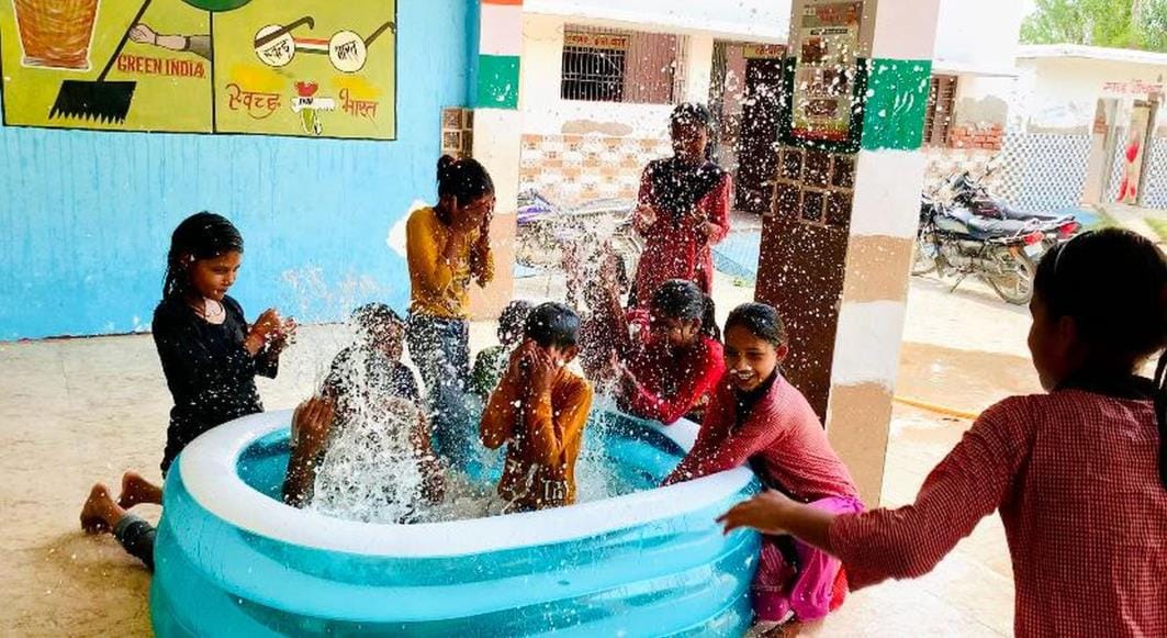 Kids got a bath tub and had lots of fun