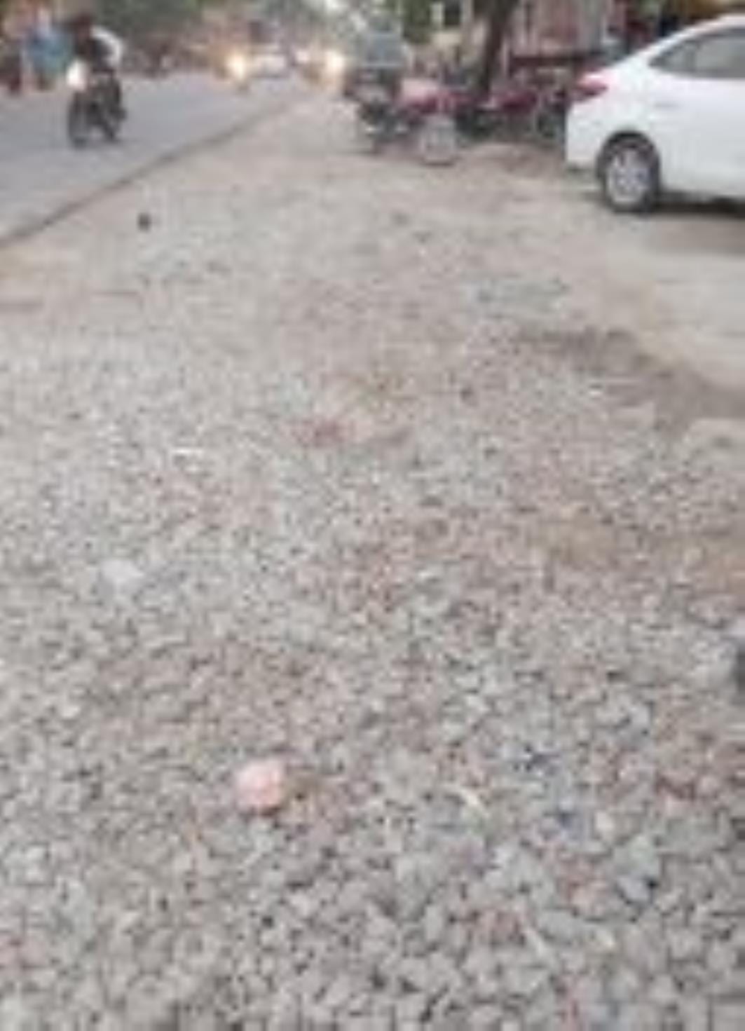 Pebbles were laid after digging the road