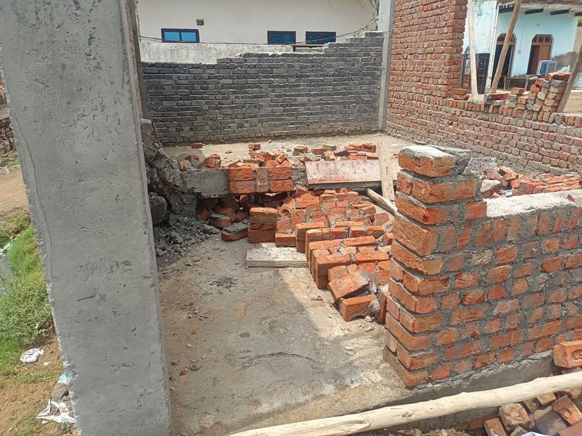 The boundary wall of Panchayat Bhawan collapsed