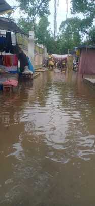 Waterlogging on Barotha connecting road due to rain