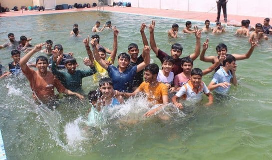 Students did horse riding and had fun in pool party