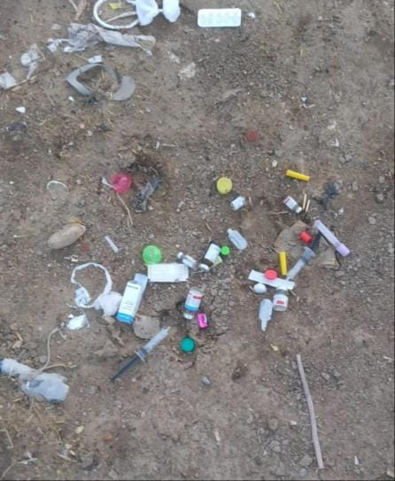 Municipality and health department are not aware, medical waste is being dumped in the open