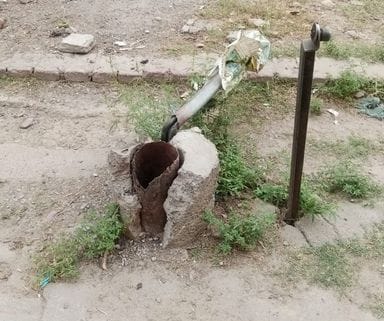 Walk carefully... the poles were uprooted and the electricity corporation let loose