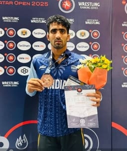 Wrestler Neeraj from Juan village of Mongolia won bronze medal again