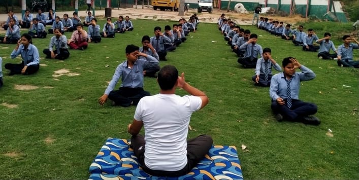 Students were made to practice Pranayam