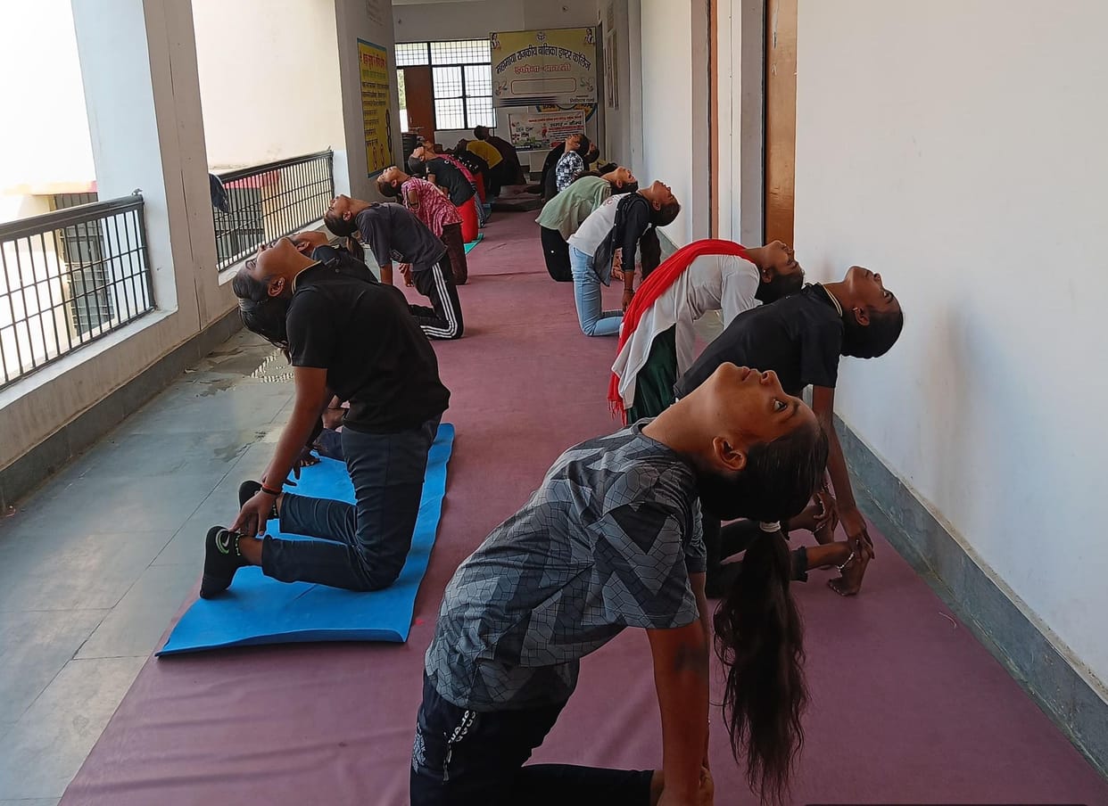 Students practiced yoga in summer camp