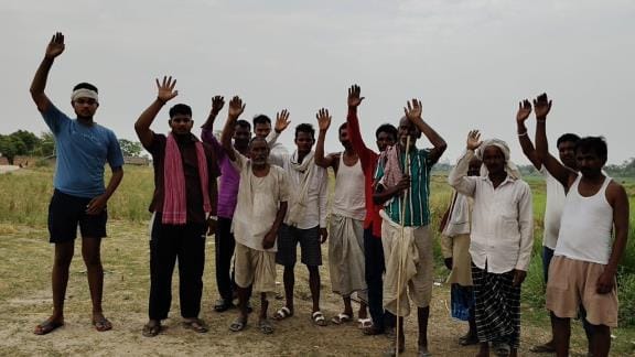 Villagers protested against the occupation of barren land