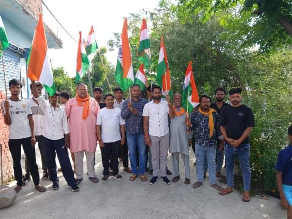 BJP workers took out a tricolor march