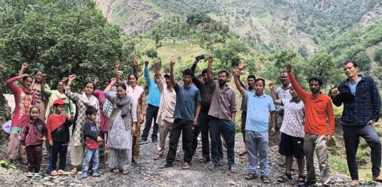The people of Khumati protested against the dilapidated road