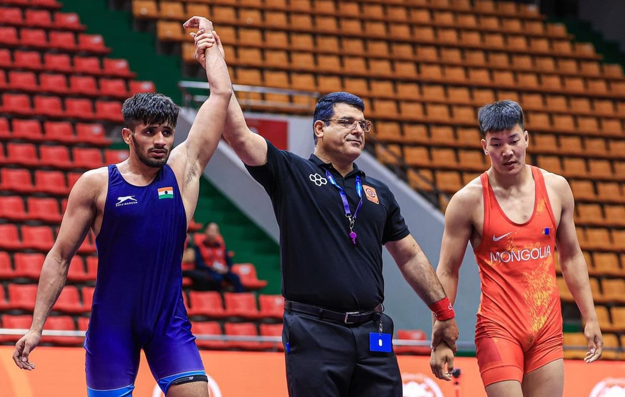 wrestler nishant won medal on world level