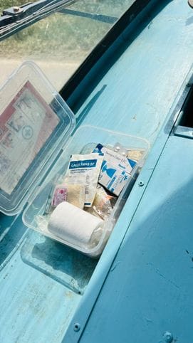 Medicines kept in first aid box kit in roadways buses