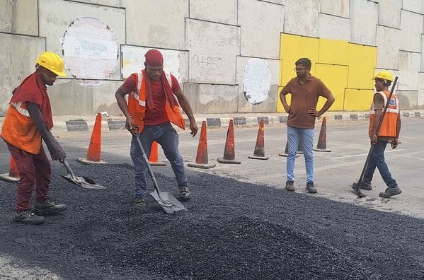 Breaker construction work started near Panchi Gujran underpass
