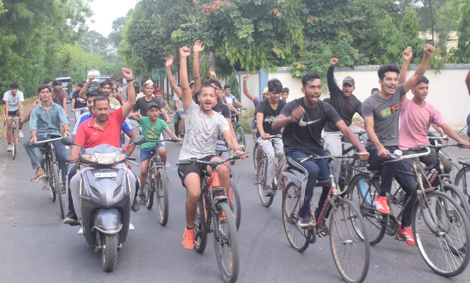 Message of staying healthy given by organizing a bicycle rally